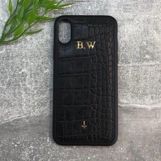 iPhone X/XS genuine leather phone case personalised with name or initials - PersonalisebyLisa