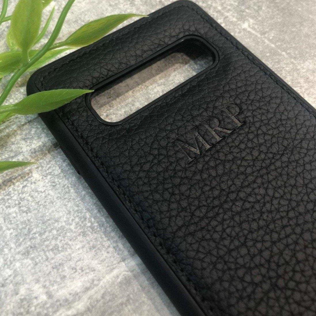 Samsung S10 leather phone case personalised with name or initials - PersonalisebyLisa
