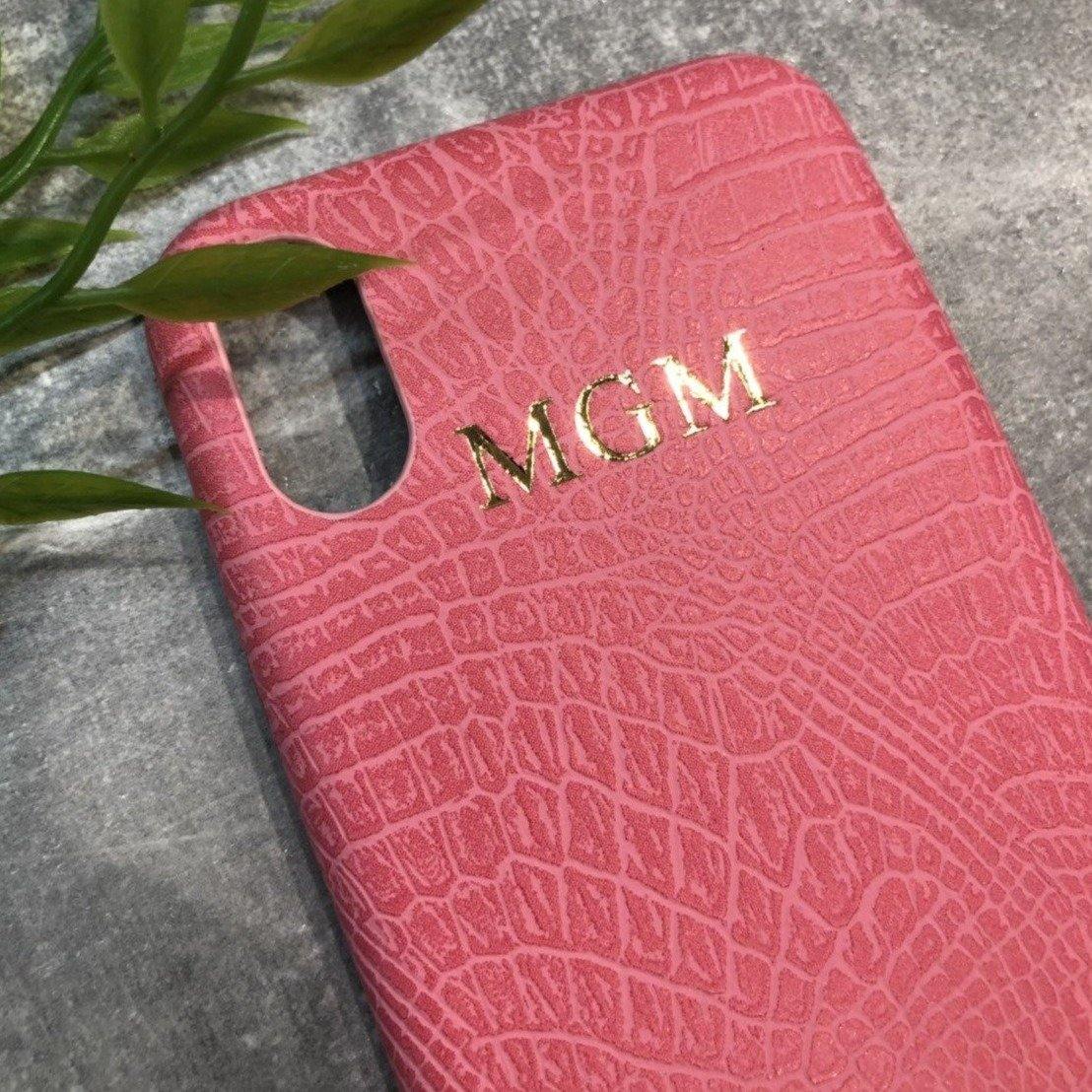 iPhone XR pu leather croc skin style case personalised with your name or initials - PersonalisebyLisa