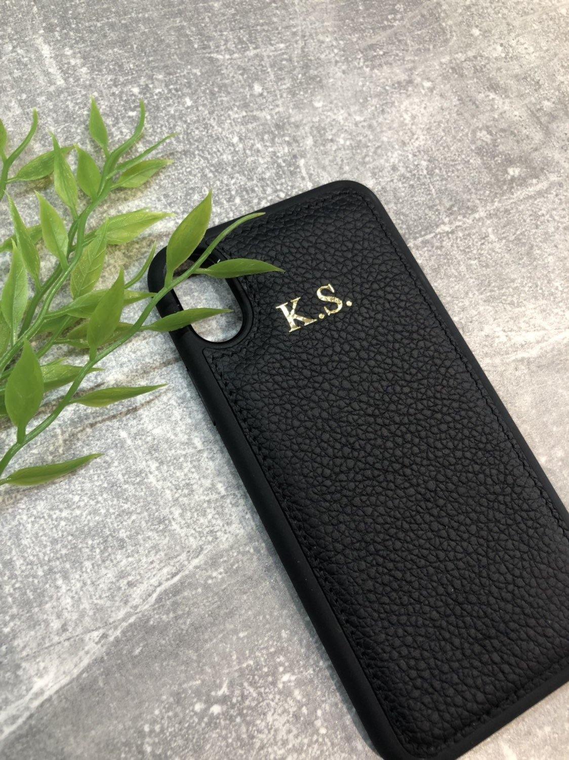 iPhone X/XS genuine leather phone case personalised with name or initials - PersonalisebyLisa