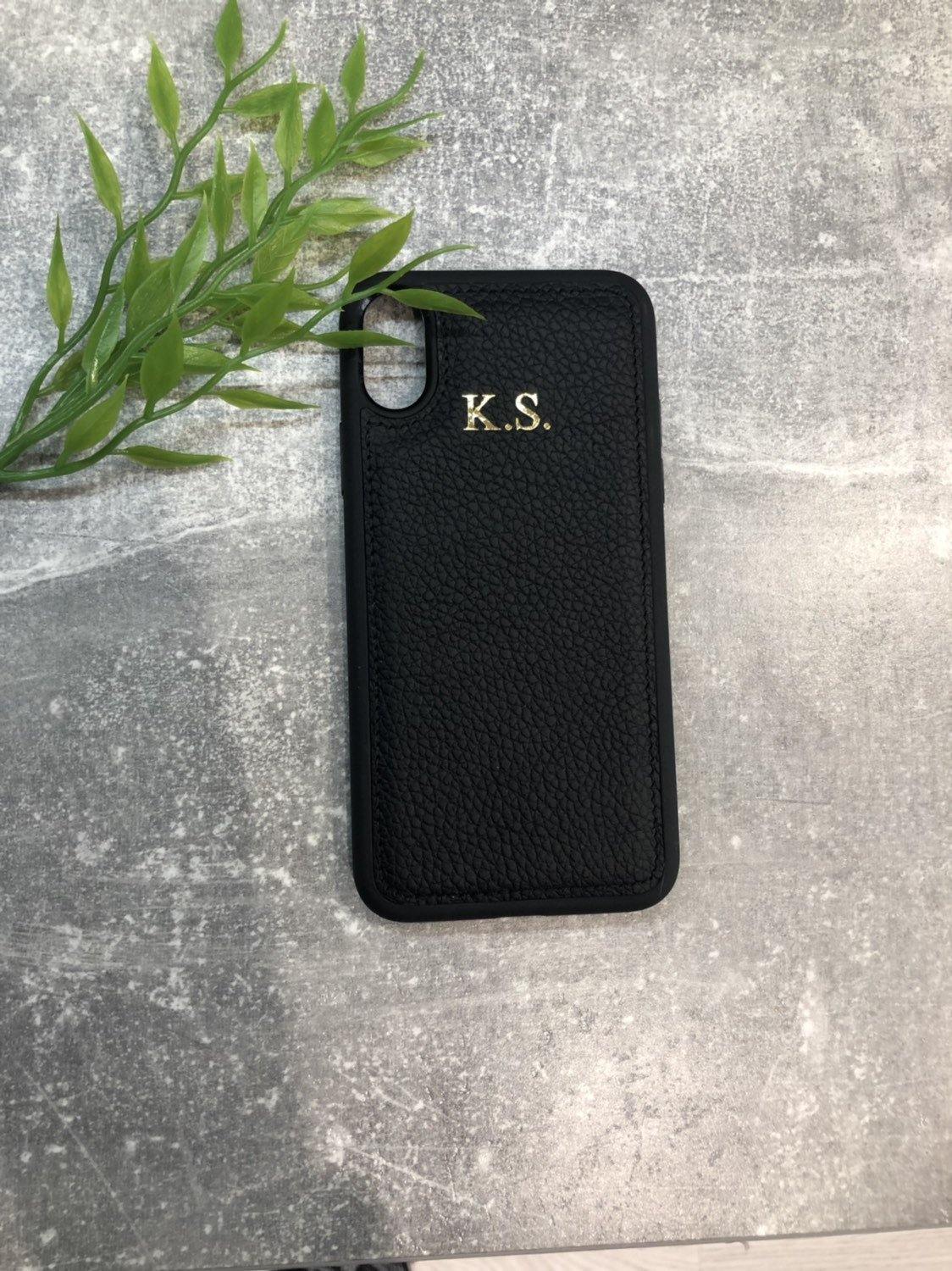 iPhone X/XS genuine leather phone case personalised with name or initials - PersonalisebyLisa