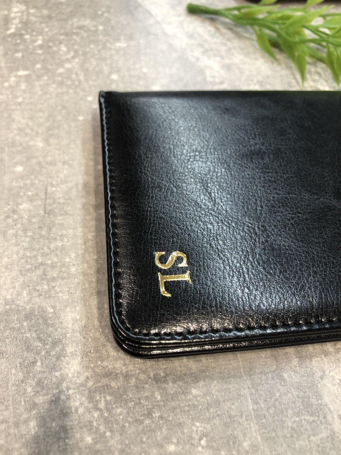 Black Pu leather passport holder personalised with name or initials - PersonalisebyLisa