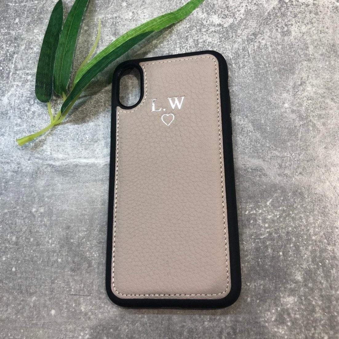 iPhone XS Max genuine leather phone case personalised with name or initials - PersonalisebyLisa