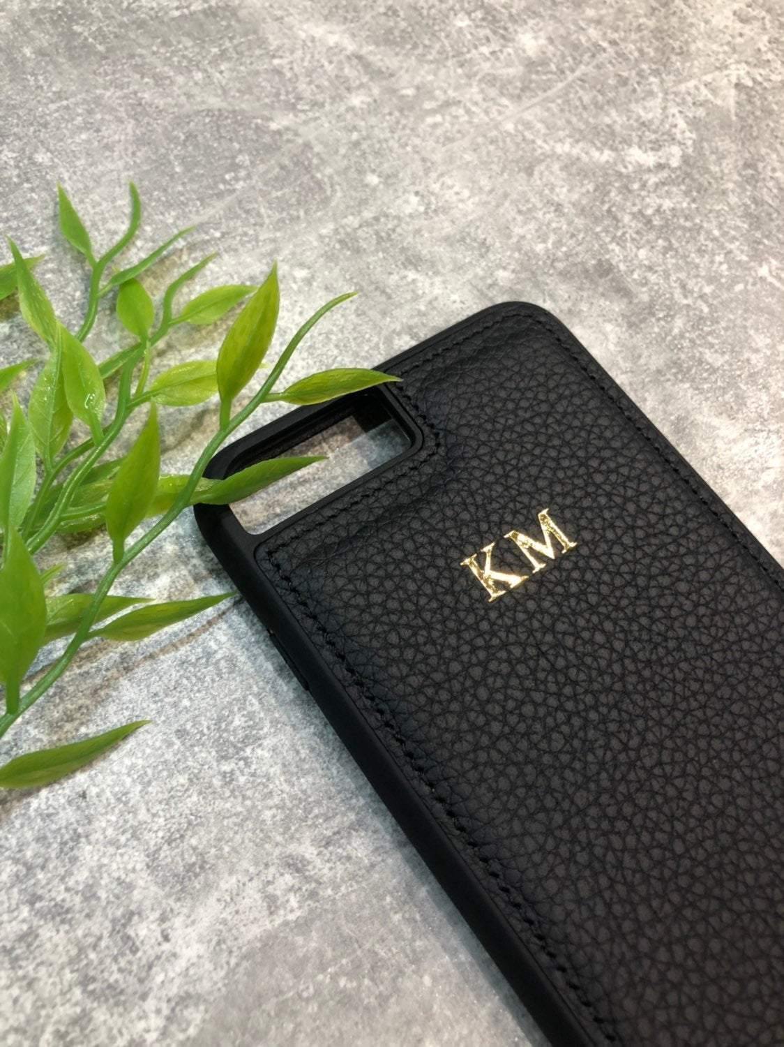 iPhone 7/8 PLUS genuine leather phone case personalised with name or initials - PersonalisebyLisa