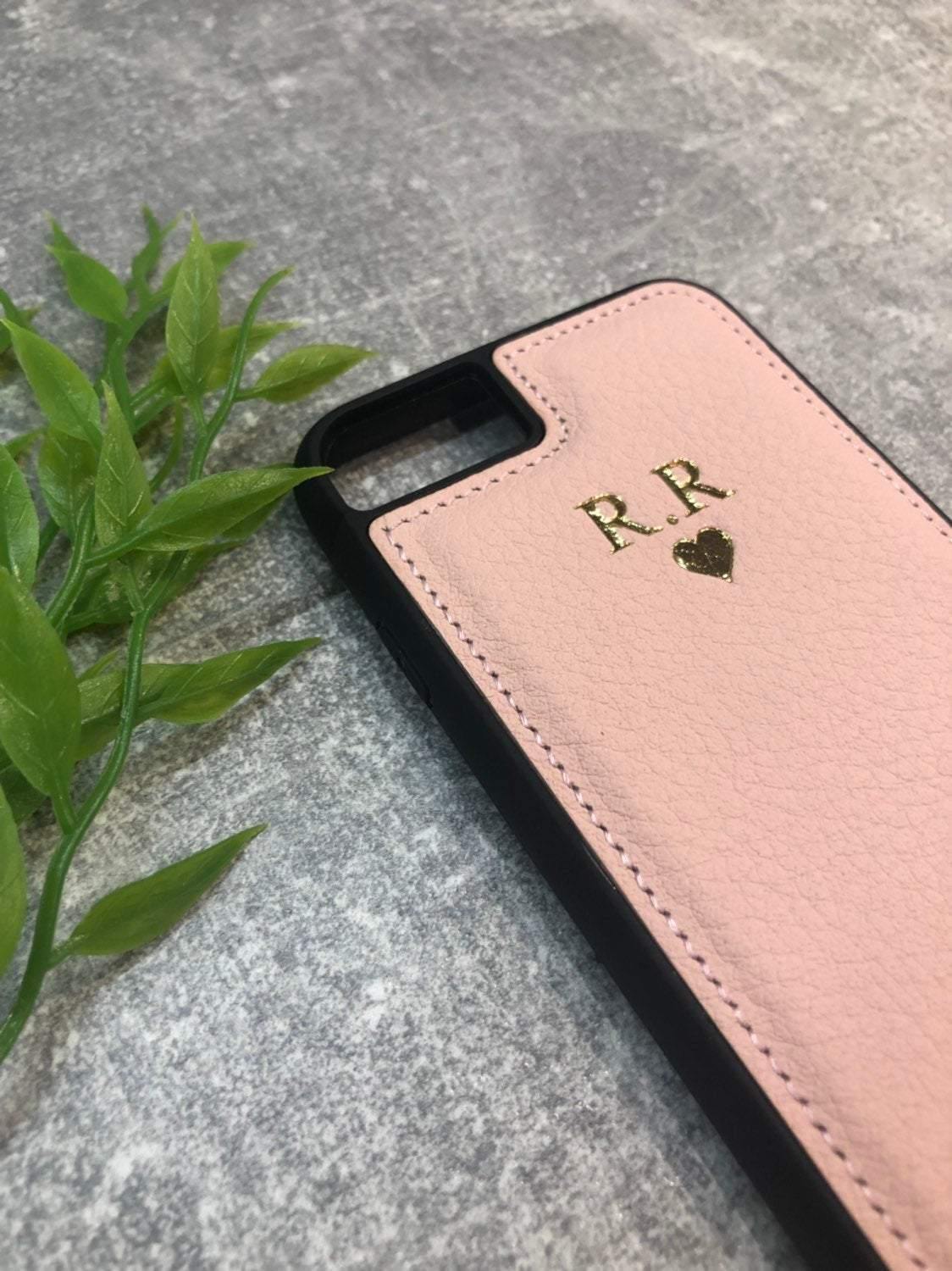 iPhone 7/8 PLUS genuine leather phone case personalised with name or initials - PersonalisebyLisa