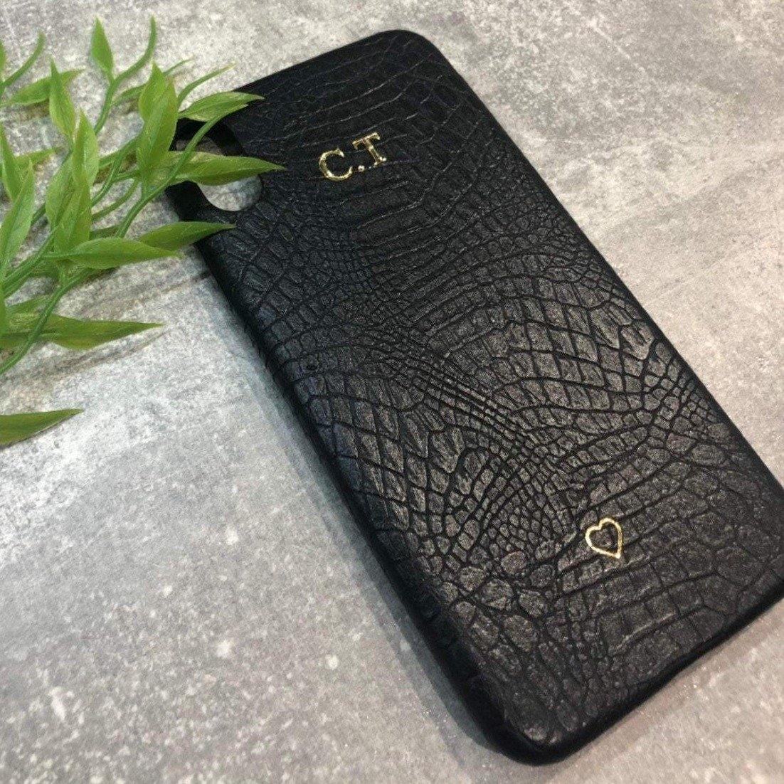 iPhone X/XS PU leather croc skin style case personalised with name or initials - PersonalisebyLisa