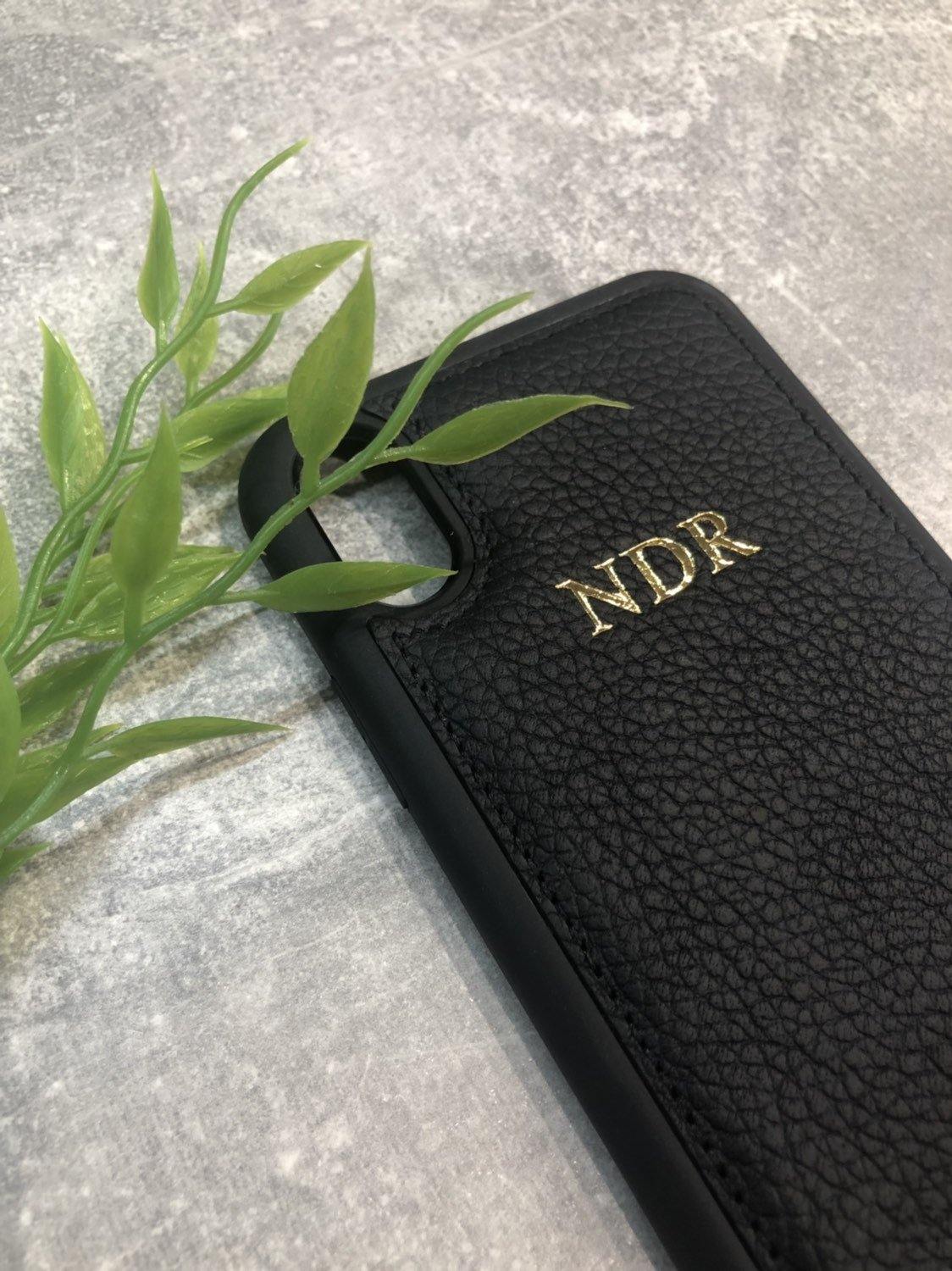 iPhone X/XS genuine leather phone case personalised with name or initials - PersonalisebyLisa
