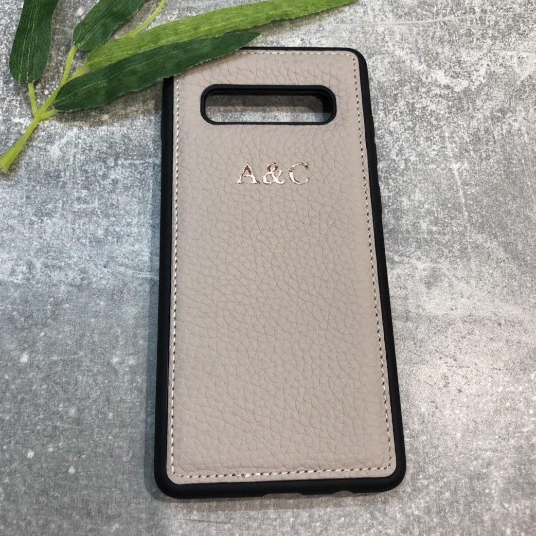 Samsung S10 PLUS leather phone case personalised with name/initials - PersonalisebyLisa
