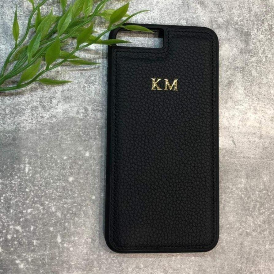 iPhone 7/8 PLUS genuine leather phone case personalised with name or initials - PersonalisebyLisa