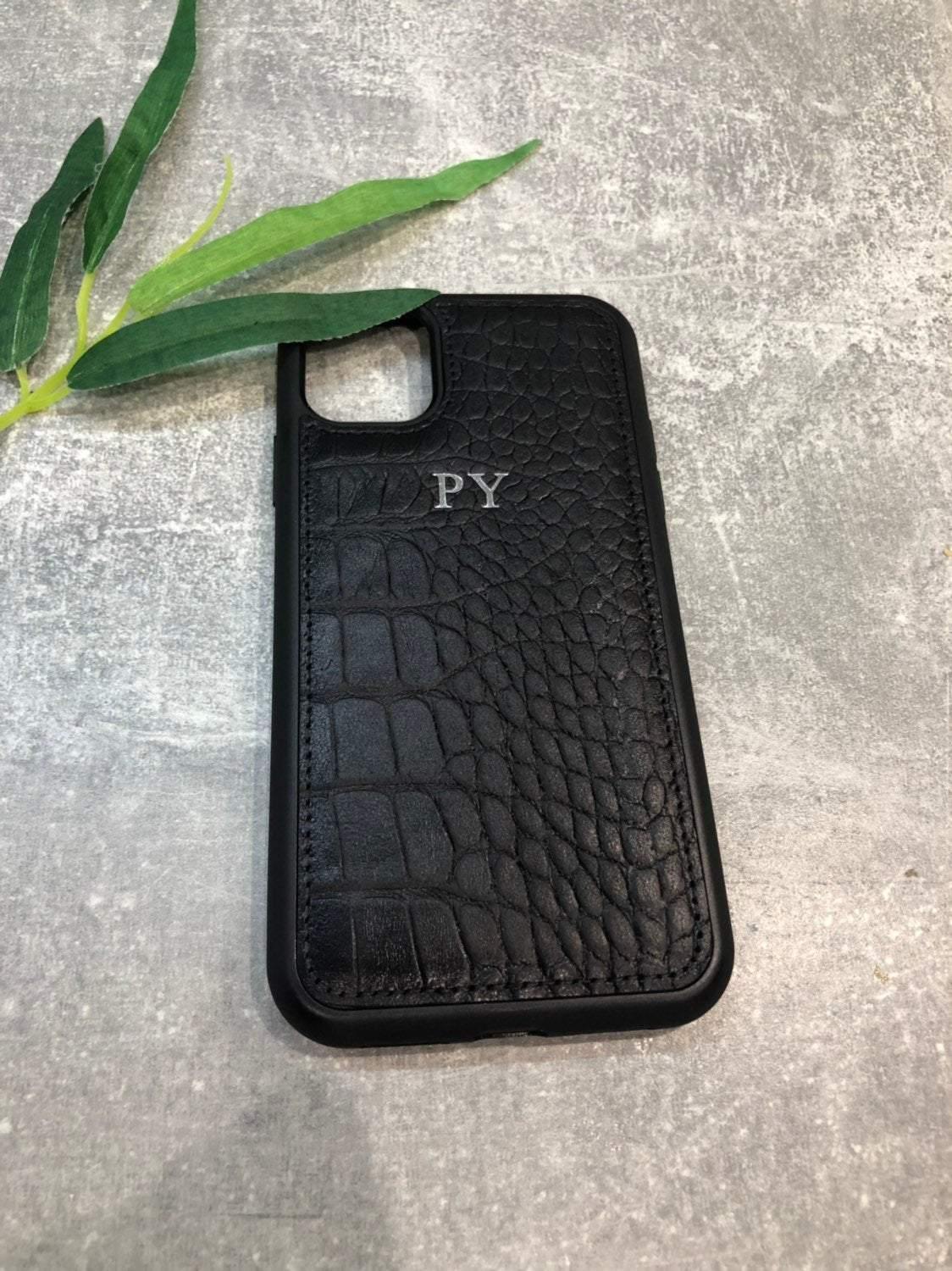 iPhone 11, 11 Pro, 11 Pro Max genuine leather phone case personalised with name or initials - PersonalisebyLisa