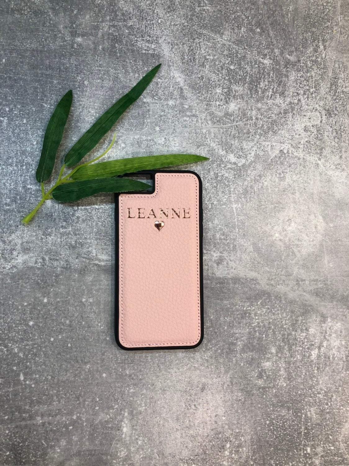 iPhone 7/8 PLUS genuine leather phone case personalised with name or initials - PersonalisebyLisa
