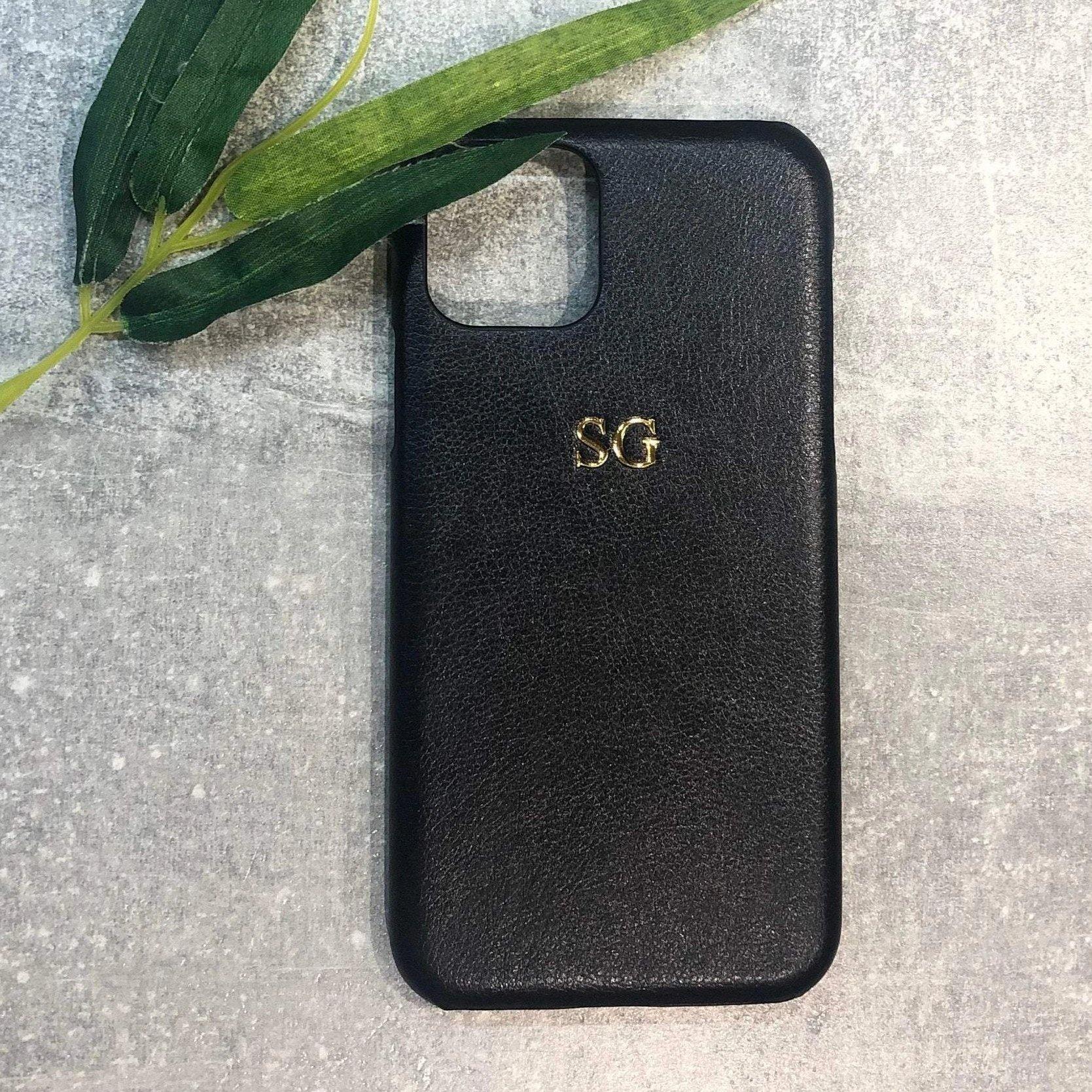 iPhone 12, 12 Mini, 12 Pro, 12 Pro Max PU leather phone case personalised with name or initials - PersonalisebyLisa
