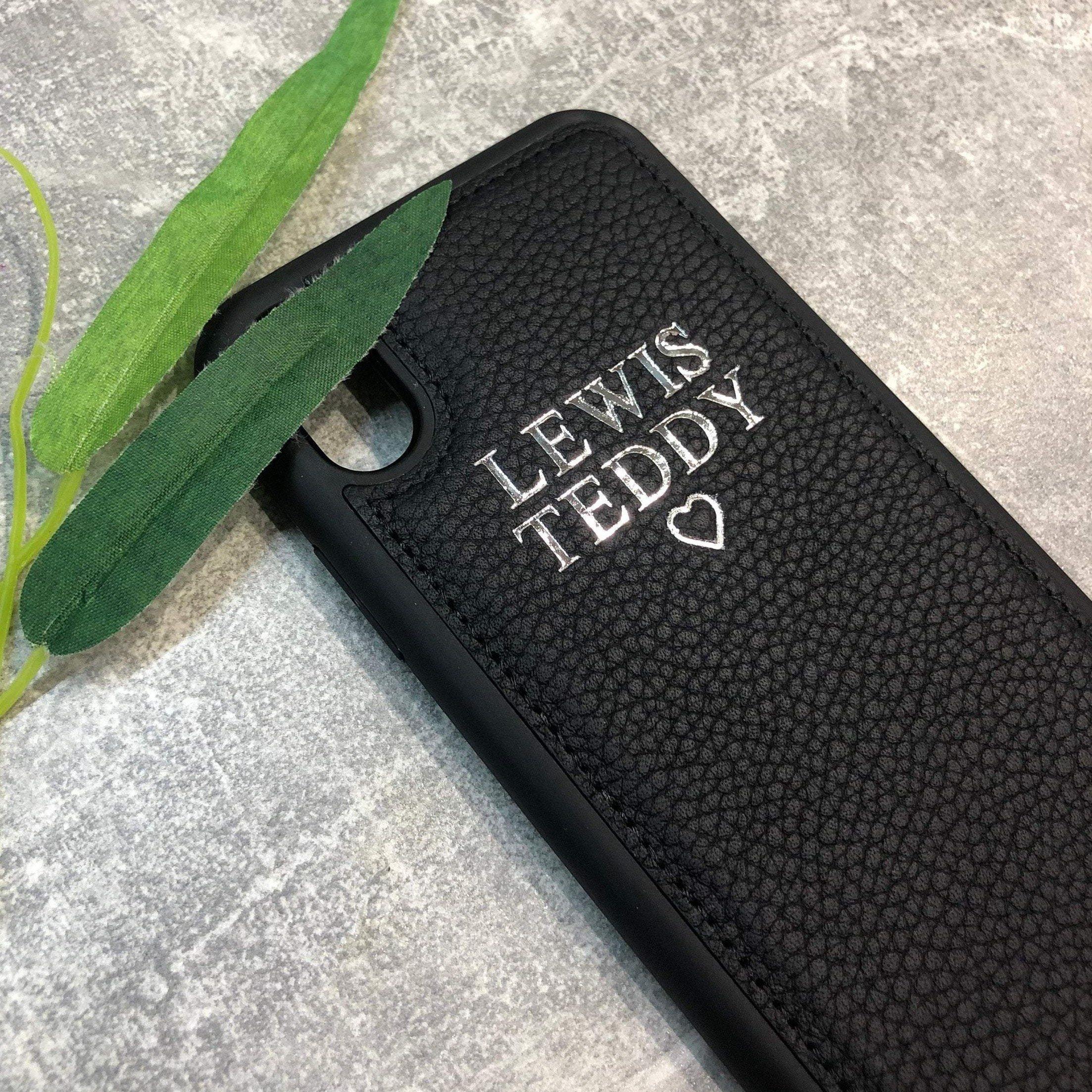 iPhone XR genuine leather phone case personalised with name or initials - PersonalisebyLisa