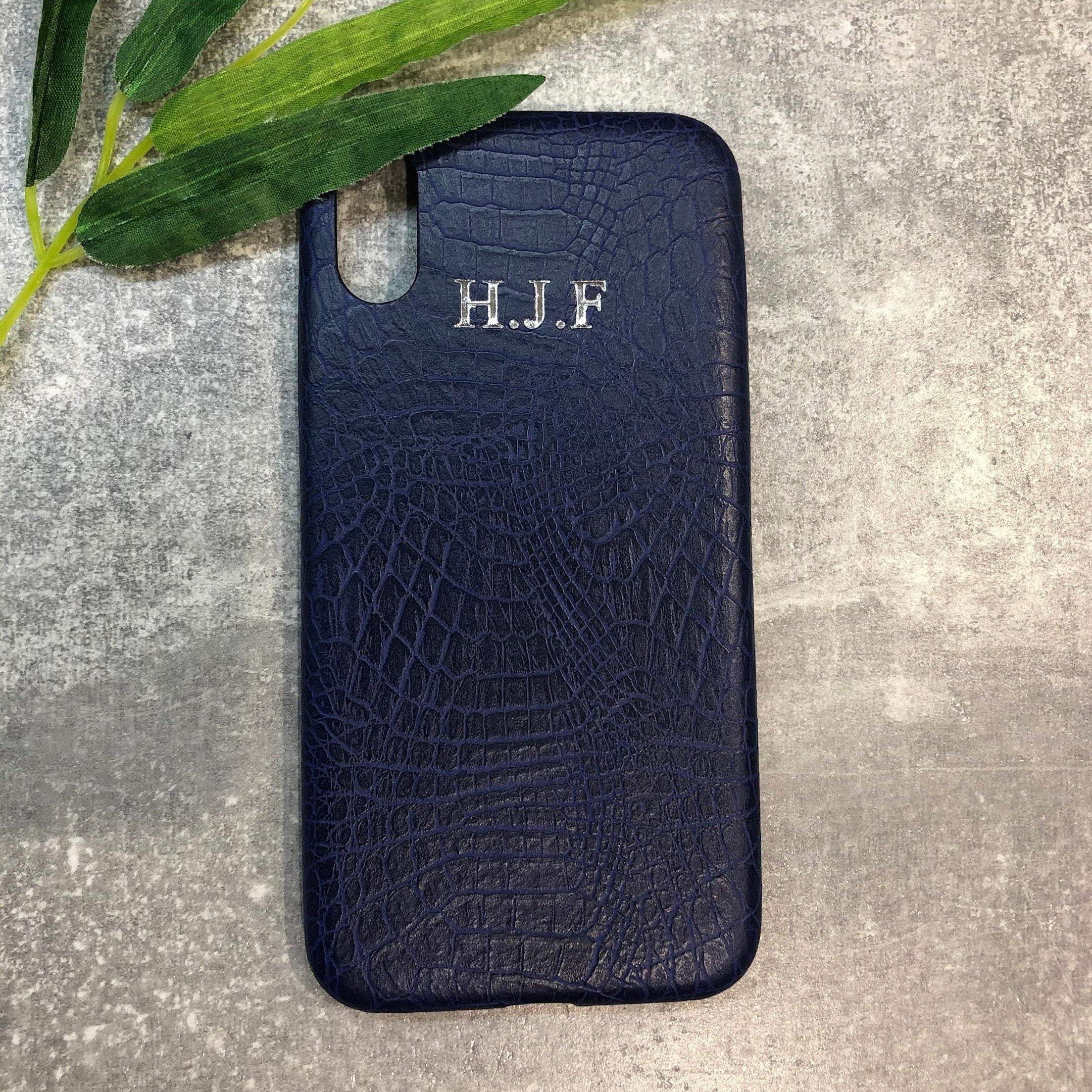 iPhone XS Max pu leather croc style case personalised with name or initials | phone case | - PersonalisebyLisa