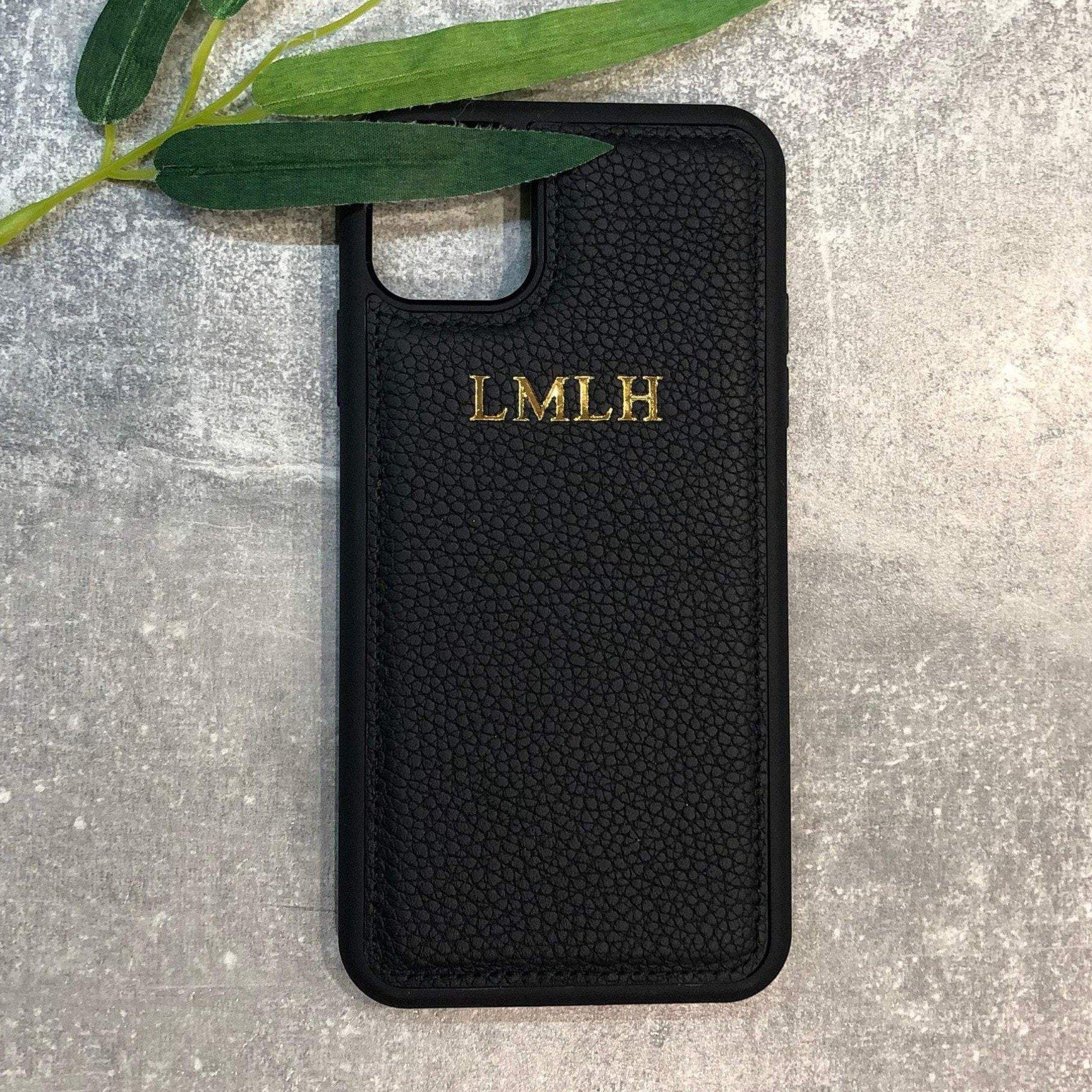 iPhone 12, 12 Mini, 12 Pro, 12 Pro Max genuine leather phone case personalised with name or initials - PersonalisebyLisa