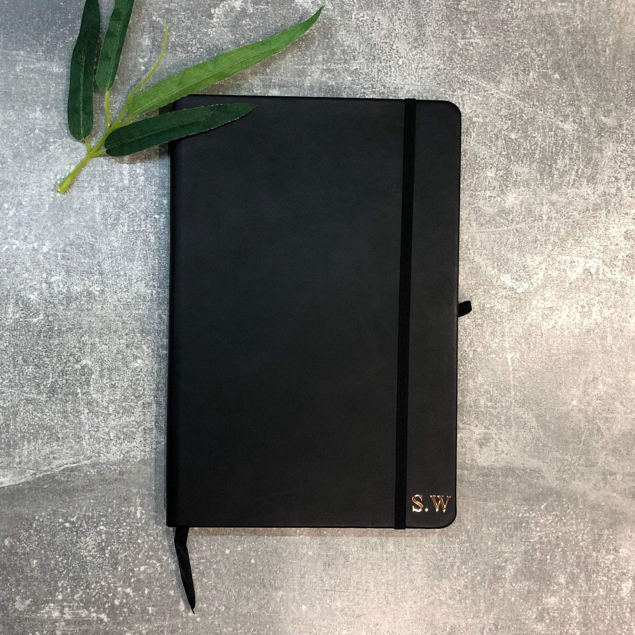 Notebook | Pu Leather Hardback Notebook With Lined Sheets | Personalised With Your Initials Or Name - PersonalisebyLisa