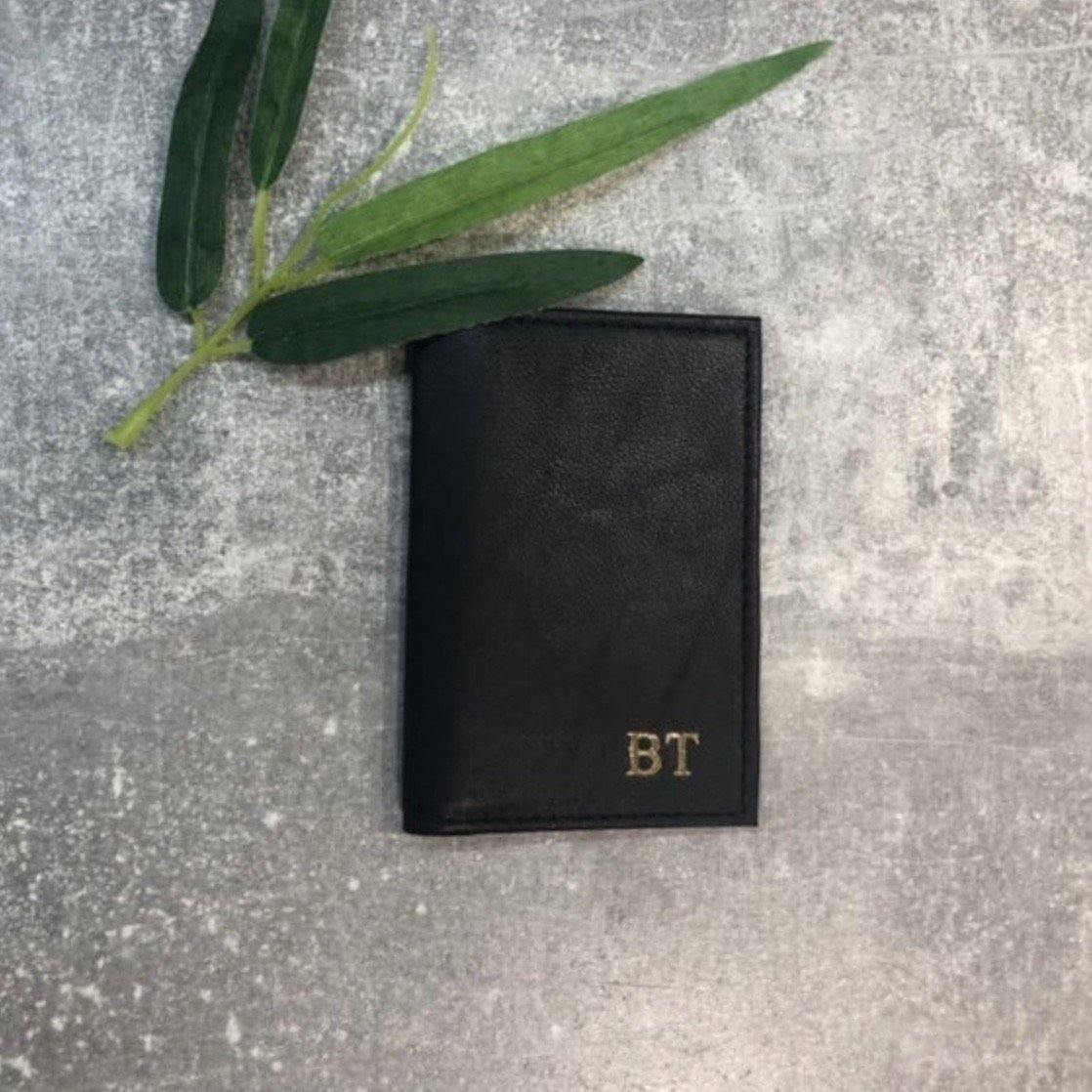 Leather Travel Card holder personalised with name or initials - PersonalisebyLisa