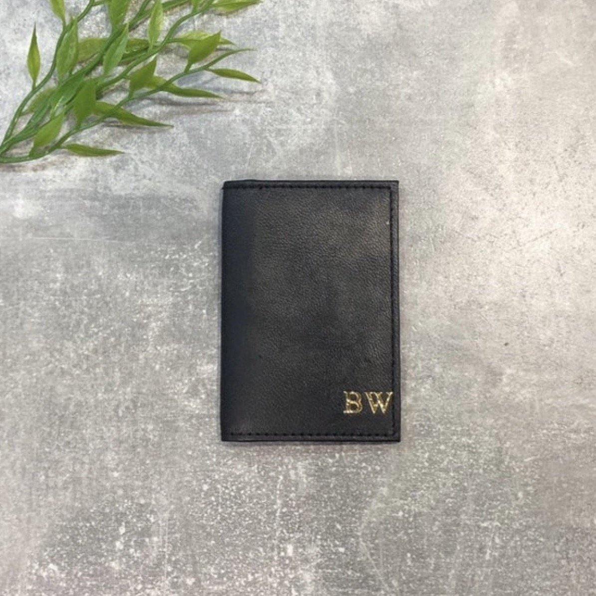 Leather Travel Card holder personalised with name or initials - PersonalisebyLisa