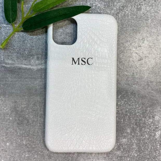 iPhone 12, 12 Mini, 12 Pro, 12 Pro Max PU leather croc style phone case personalised with name or initials | phone case | customised phone cover - PersonalisebyLisa