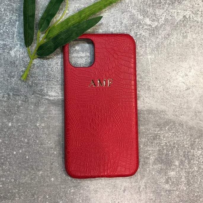 iPhone 12, 12 Mini, 12 Pro, 12 Pro Max PU leather croc style phone case personalised with name or initials | phone case | customised phone cover - PersonalisebyLisa